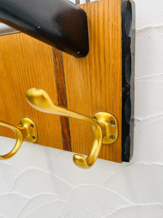Image 1 of Vintage teak wall-mounted coat rack and mirror