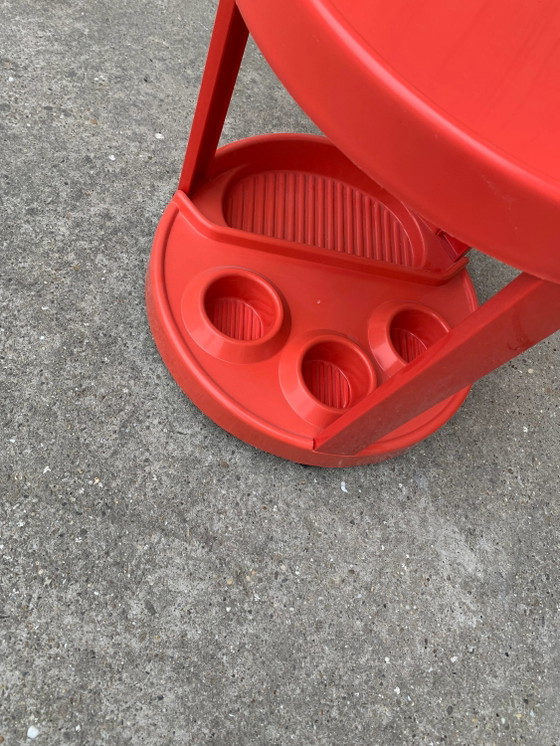 Mid-Century Italian Bar Cart in Red Plastic, 1970s – Glass, Mid Century Modern (photo 4 of 4)