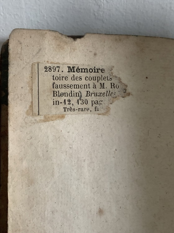 Mémoire Couplets De 1710 - Rousseau Rare EO - Ex-Libris + – Cadeaux, Leather, Paper (photo 5 of 15)