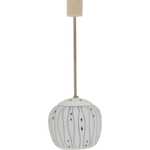 Vintage glazen en metalen hanglamp, Tsjecho-Slowakije 1960