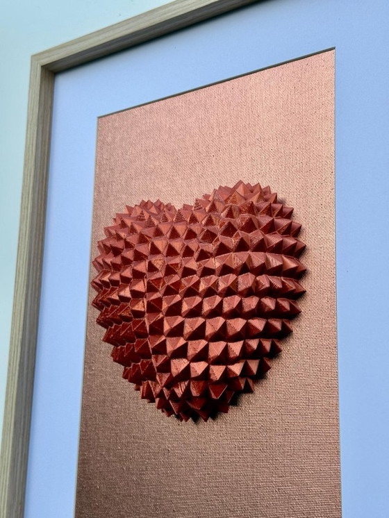 Image 1 of 3D Geometric Heart Wall Art – Bronze Heart