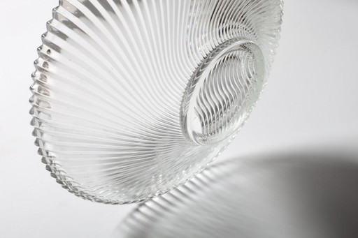 Ciotola vintage in vetro trasparente a coste / Elegante piatto pesante di Veropa / Francia / anni '70