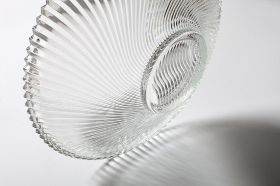 Image 1 of Ciotola vintage in vetro trasparente a coste / Elegante piatto pesante di Veropa / Francia / anni '70