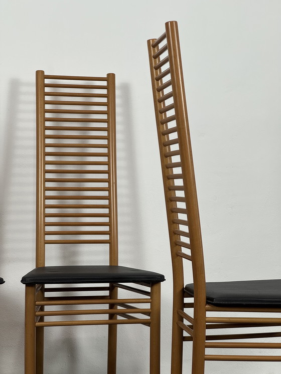 Image 1 of Dining Set Consisting of 4 Chairs with Ladder Backrest, 1980s Design, Italy