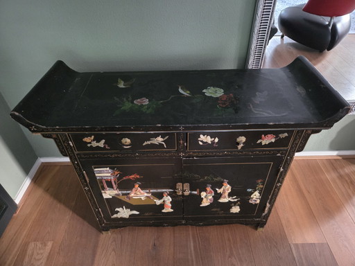 Antique Chinese Cabinet with Paintings and Soapstone – dressoirs, Wood (photo 2 of 15)