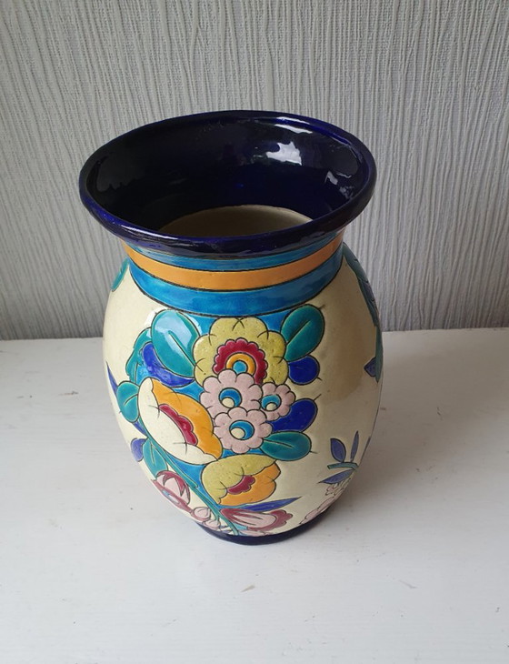 Art Deco Vase Boch Frères La Louvière - Catteau style – Ceramic (photo 4 of 10)