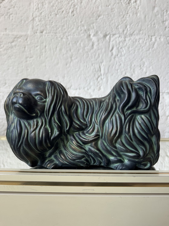 Image 1 of Cane pechinese, ceramica con patina bronzo, anni '60