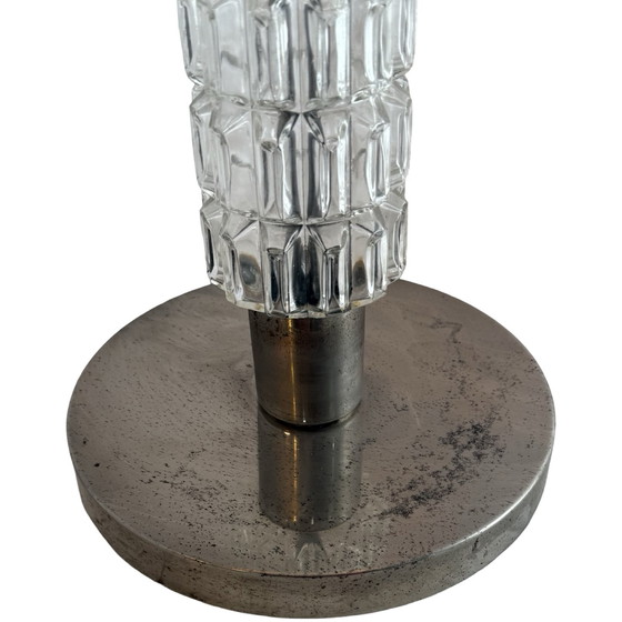 Image 1 of Richard Essig - Floor lamp - Space age design - Crystal glass, chrome and fabric covered shade