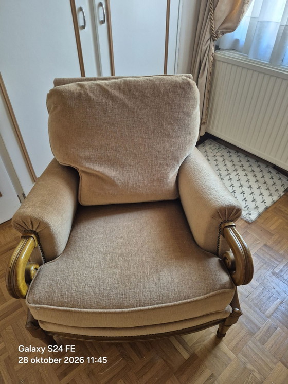 Jean Roche sièges 8 pièces, Fauteuils, Textile, Velours, Beige (photo 2 sur 7)