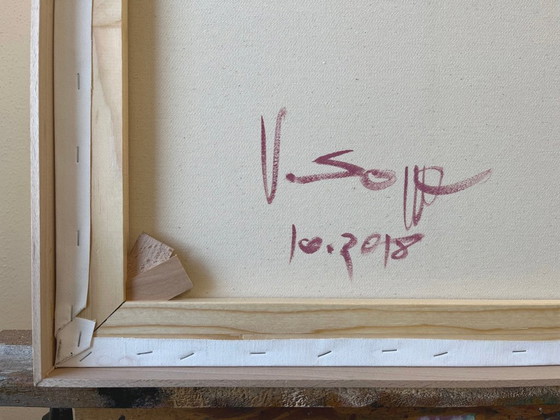 Image 1 of Landscape Complementary 4, unique painting, hand-painted single piece, 69 x 53 cm, with frame