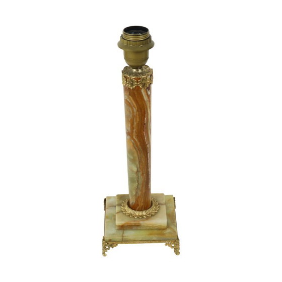 Image 1 of Classic Onyx and Brass Table Lamp