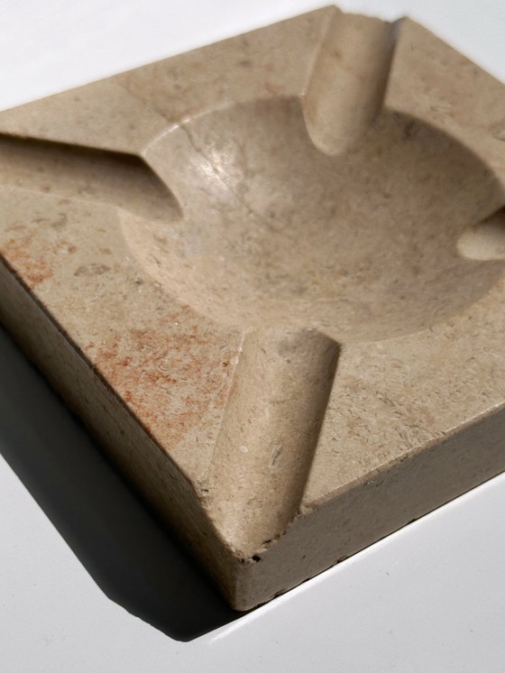 Image 1 of Posacenere vintage in travertino anni '70 Italia Pietra Beige Marmo Carrara Metà secolo