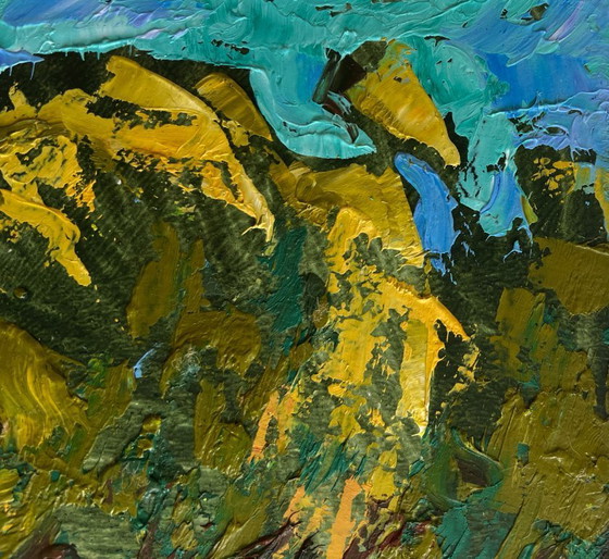 Image 1 of Original Oil Painting Summer River Landscape Boating holidays