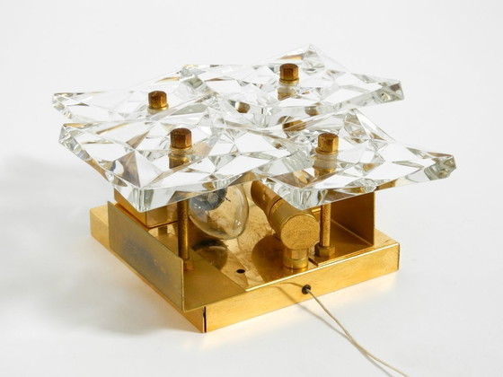 Image 1 of Originale Kinkeldey-Wandlampe aus Kristallglas und Messing aus den 1960er Jahren in neuwertigem Zustand