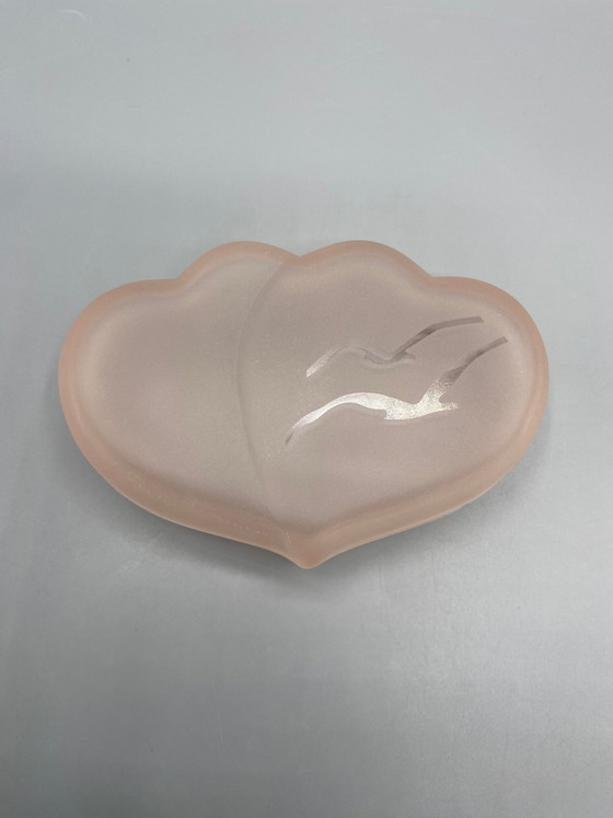 Roze satijnen glazen sieradendoos – meeuwdesign – verweerde hartvorm – Glazen & Karaffen, Glass, Art Deco (photo 2 of 6)