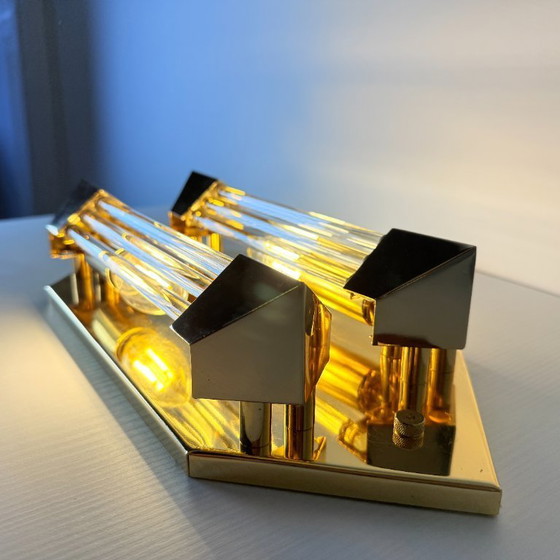 Image 1 of Lampada da parete Honsel, oro con cilindri di cristallo