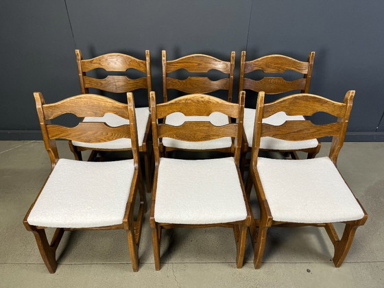 Image 1 of Vintage brutalistische eetkamerstoelen, set van 6 - jaren 60