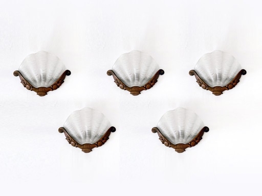 5x Art Deco wall lamps with shells