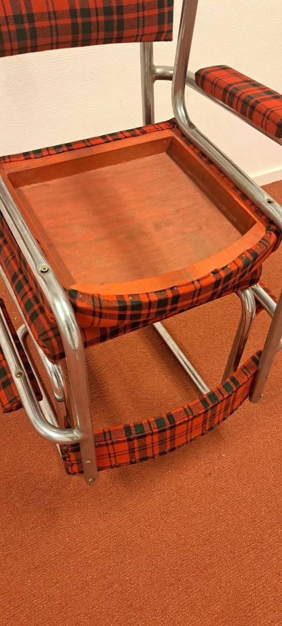 Image 1 of Ensemble de 2 chaises tubulaires avec accoudoirs | style rétro | rouge