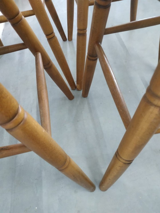 Image 1 of Set Van 4 Jaren Vintage 70 'Farmhouse Style' of Brutalist Style Barkrukken