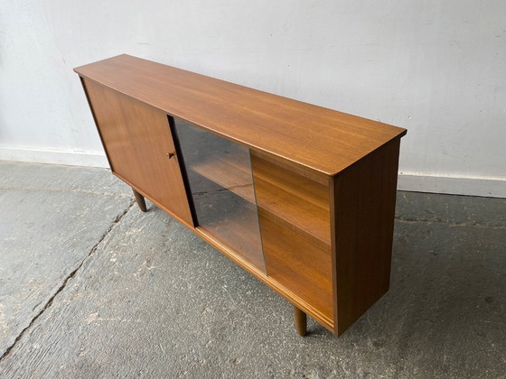 Image 1 of Libreria in teak di metà secolo di Avalon, anni '60, con ante scorrevoli