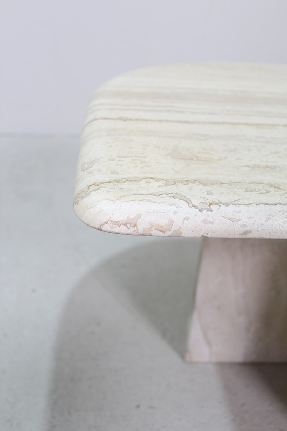 Image 1 of Vintage Travertin Salontafel, Bijzettafel - Natuursteen