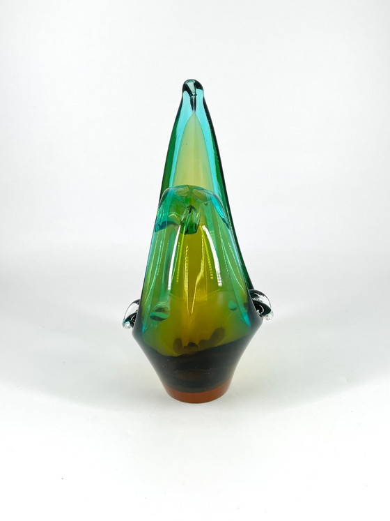 Scultura in Vetro Murano Sommerso – Vintage Anni '60/'70 – Verde Turchese Ambra – Vasi, Glass (photo 3 of 11)