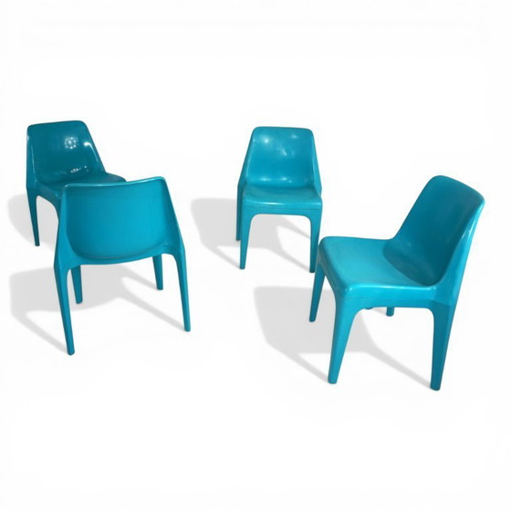 Image 1 of Set van 4 Schröder & Henzelmann Space Age eetkamerstoelen, 1970