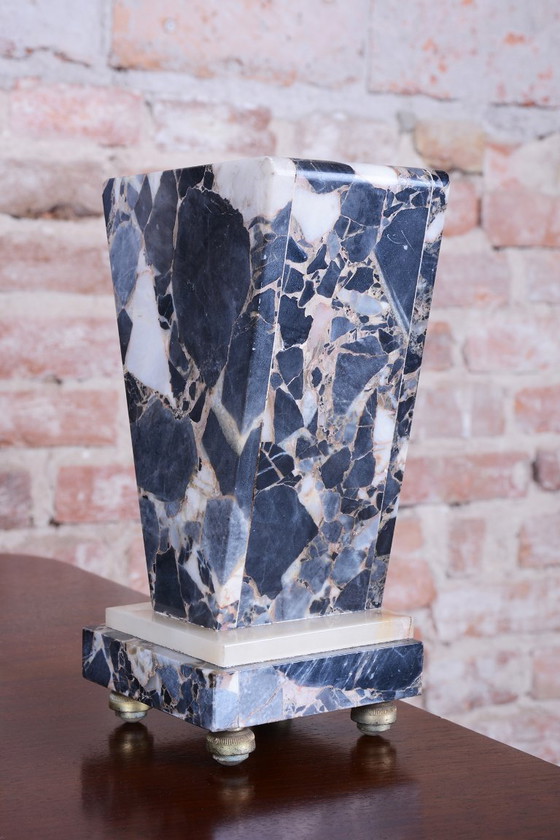 Restored Art Deco Fireplace Clock, Marble, Bronze, Glass, France. 1920s, Black (photo 6 of 15)