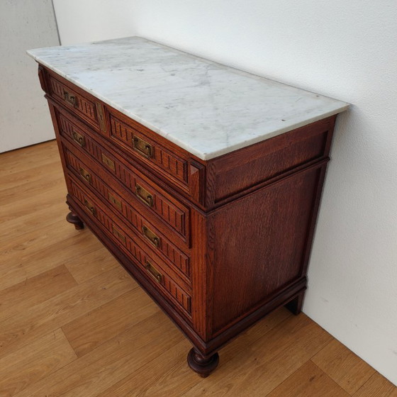 Image 1 of Vintage antique dresser chest of drawers bathroom furniture with marble top