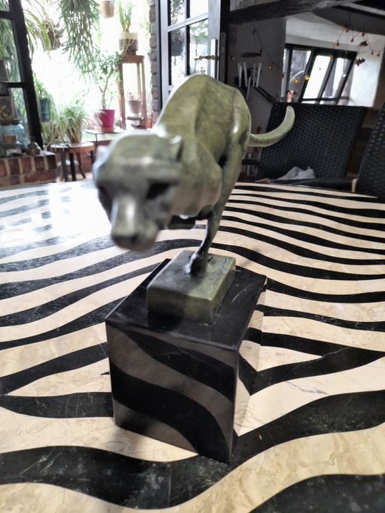 Image 1 of art deco cougar in bronze