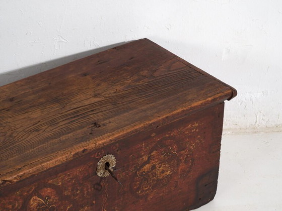 Baule antico dipinto con motivi floreali e serratura in ferro (c.1820) #47 – Cassettiere, Iron (photo 13 of 40)