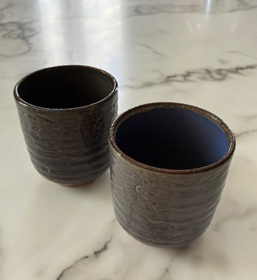 Juego de 2 tazas de terracota esmaltada