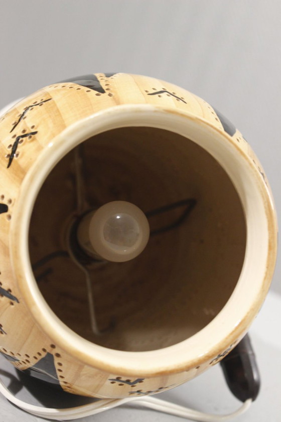 Image 1 of Grandjean Jourdan in Vallauris - Sfeerlamp met opengewerkte details en maritiem tafereel, jaren 1950