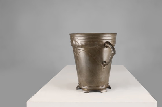 Image 1 of Art Nouveau Stamped Tin Wine or Champagne Cooler, Belgium, 1906