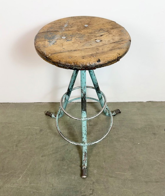 Image 1 of Green Industrial Workshop Stool, 1960s