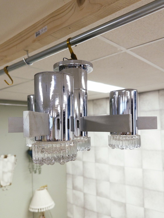 Plafondlamp van Gaetano Sciolari, Plafondlampen, Chroom, Glas, Zilver (foto 4 van 10)