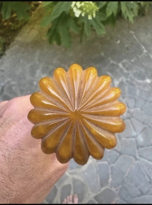 Vintage Art Deco Wandelstok met Amberkleurige Knop, Jaren '30-'50