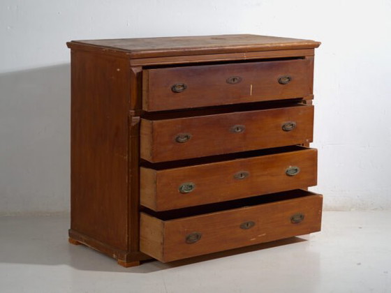 Antique Central European four-drawer chest of drawers – Central Europe, circa 1910 – Wood, Brass, Rustic (photo 23 of 40)
