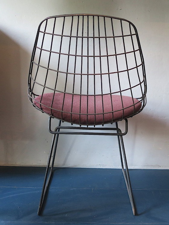 SM05 'Wire Chair' de Cees Braakman pour Pastoe, Pays-Bas, années 1950, Fauteuils d'appoint, Métal, Textile (photo 7 sur 13)