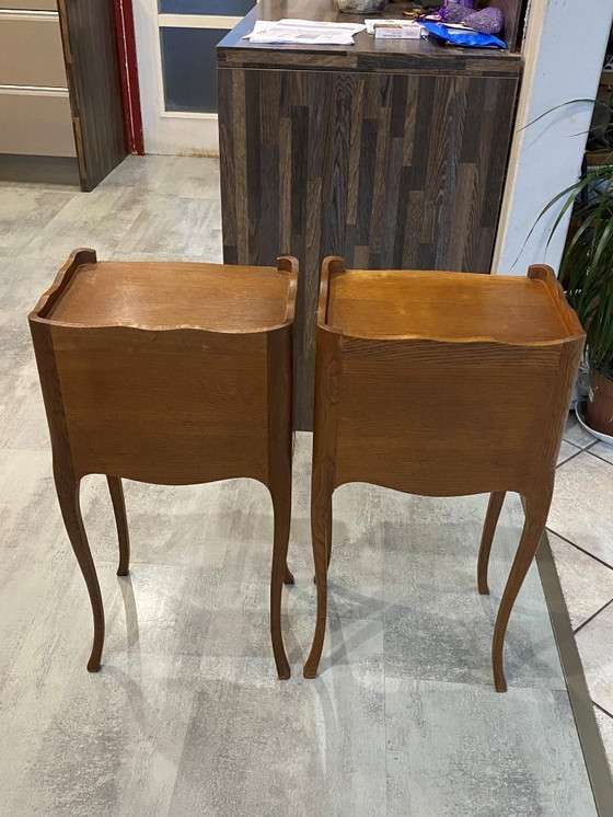 Image 1 of Paar nachtkastjes met lades en nis, Lodewijk XV-stijl