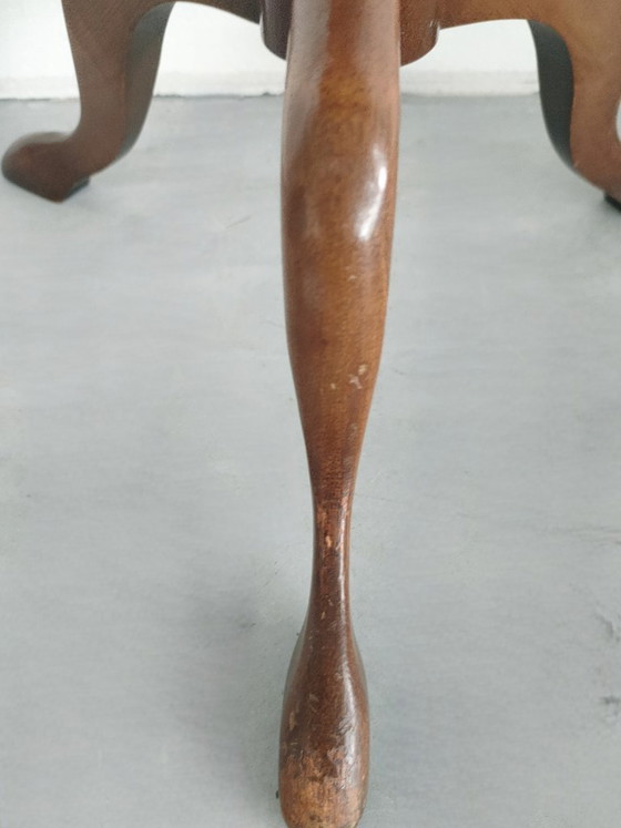 'Grandma Chic' Antique English Wine Table / Tripod Side Table (Solid Mahogany, Circa 1890) – With Glass Top (photo 7 of 12)
