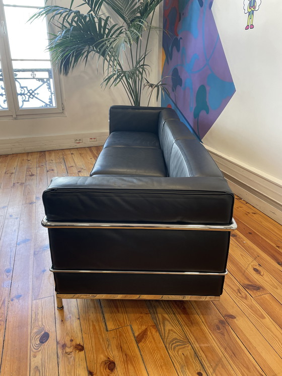 Image 1 of Canapé LC3 Cassina – Cuir Noir – Le Corbusier / Perriand – 3 Places