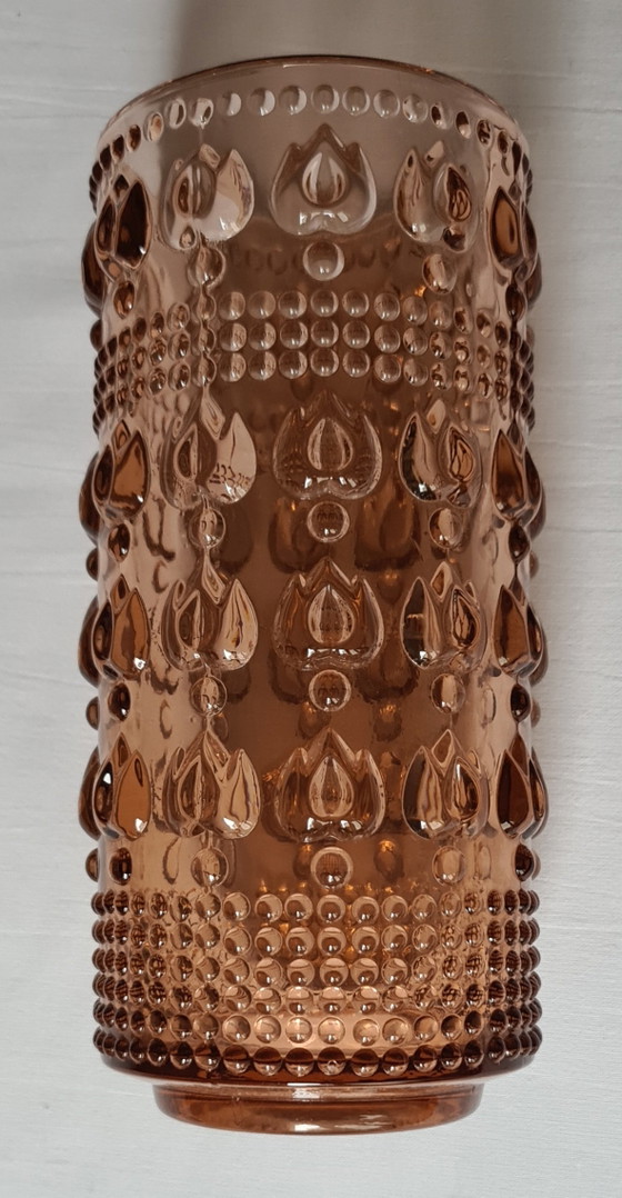 Pressed Glass Vase In Rosalin, Design Rudolf Jurnikl 1960s For Glassworks Rudolfova Huť / Sklo Union (Model (photo 3 of 13)