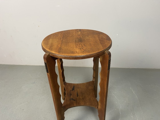 Art Deco eikenhouten decoratieve bijzettafel/plantenstandaard, jaren 1930. Ref.: CT1004 – Wood (photo 4 of 15)