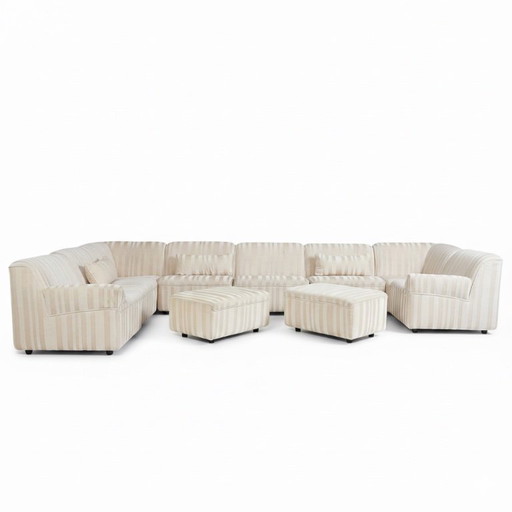 German Modular Sofa Set (10 Pieces) — Wood Frame & Velvety Textile