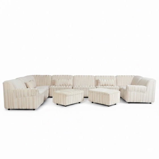 Image 1 of German Modular Sofa Set (10 Pieces) — Wood Frame & Velvety Textile