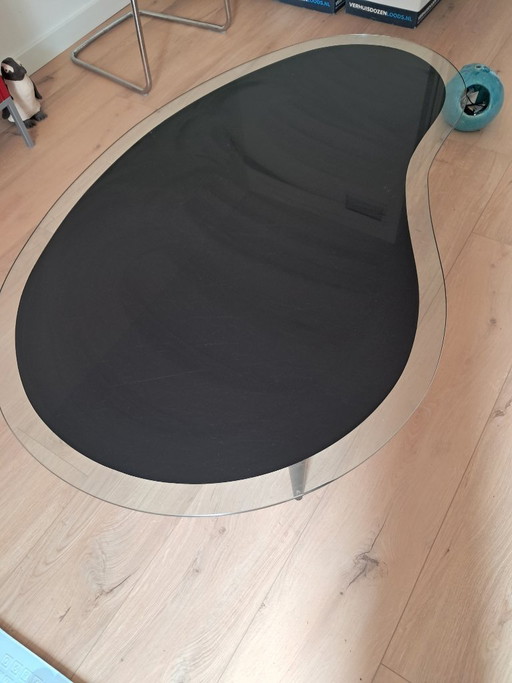 Vintage glazen niervormige salontafel