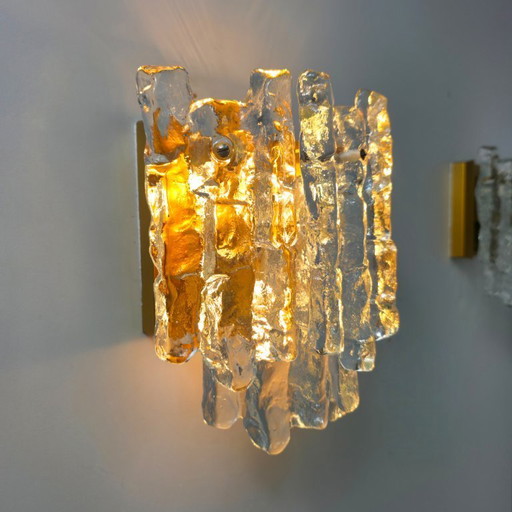 Set di lampade da parete Kalmar Franken in vetro ghiacciato, anni '70, metà secolo