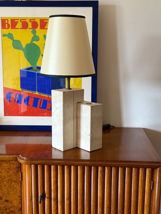 Image 1 of Lampada da tavolo scultorea in travertino della metà del secolo scorso, Giulio Cesari, Nucleo Sormani, Italia 1960